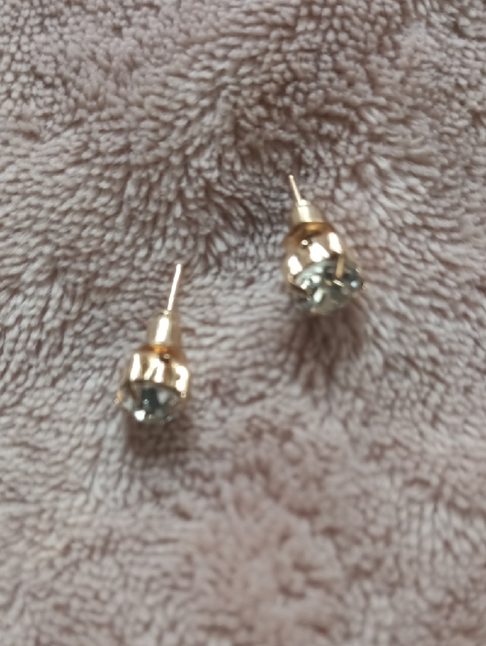 Gold-Tone Crystal Stud Earrings - Clear Stone